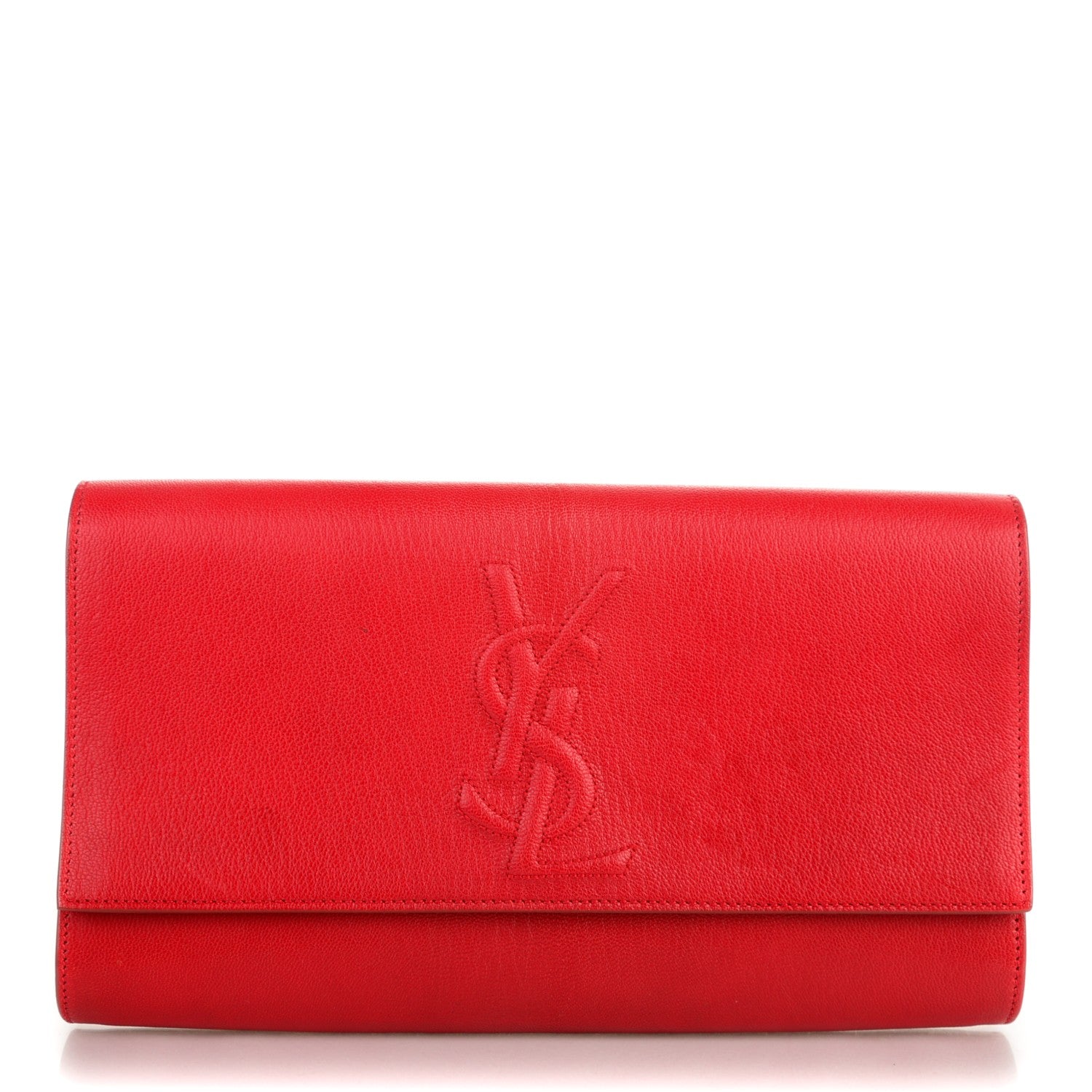 Saint Laurent Goatskin Monogram Large Belle De Jour Clutch Red 1 of 7