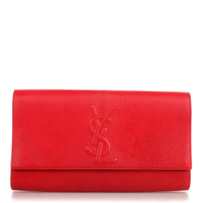 Saint Laurent Goatskin Monogram Large Belle De Jour Clutch Red 1 of 7