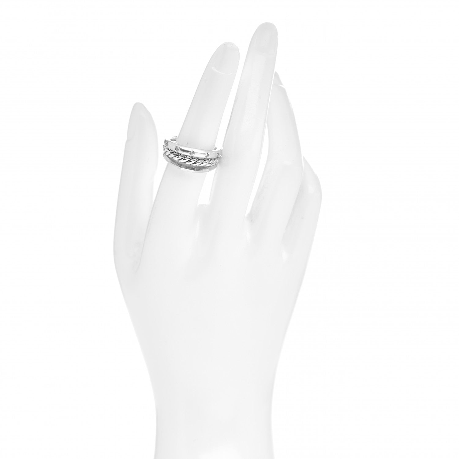 David Yurman Sterling Silver Diamond 9mm Stax Narrow Ring 54 7 2 of 4