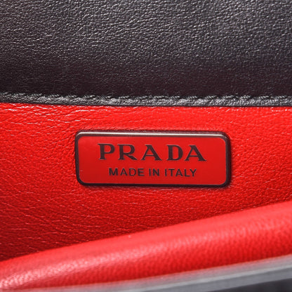 Prada Soft Calf Grommet Lock Flap Chain Shoulder Bag Black 6 of 10