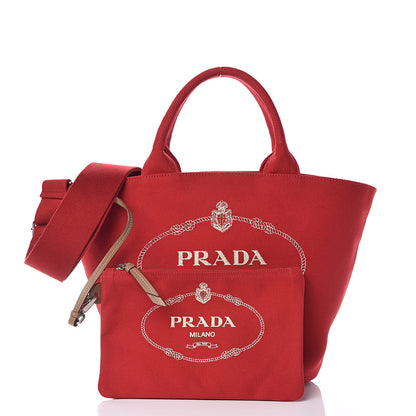 Prada Canapa Small Shopping Tote Rosso 3 of 10