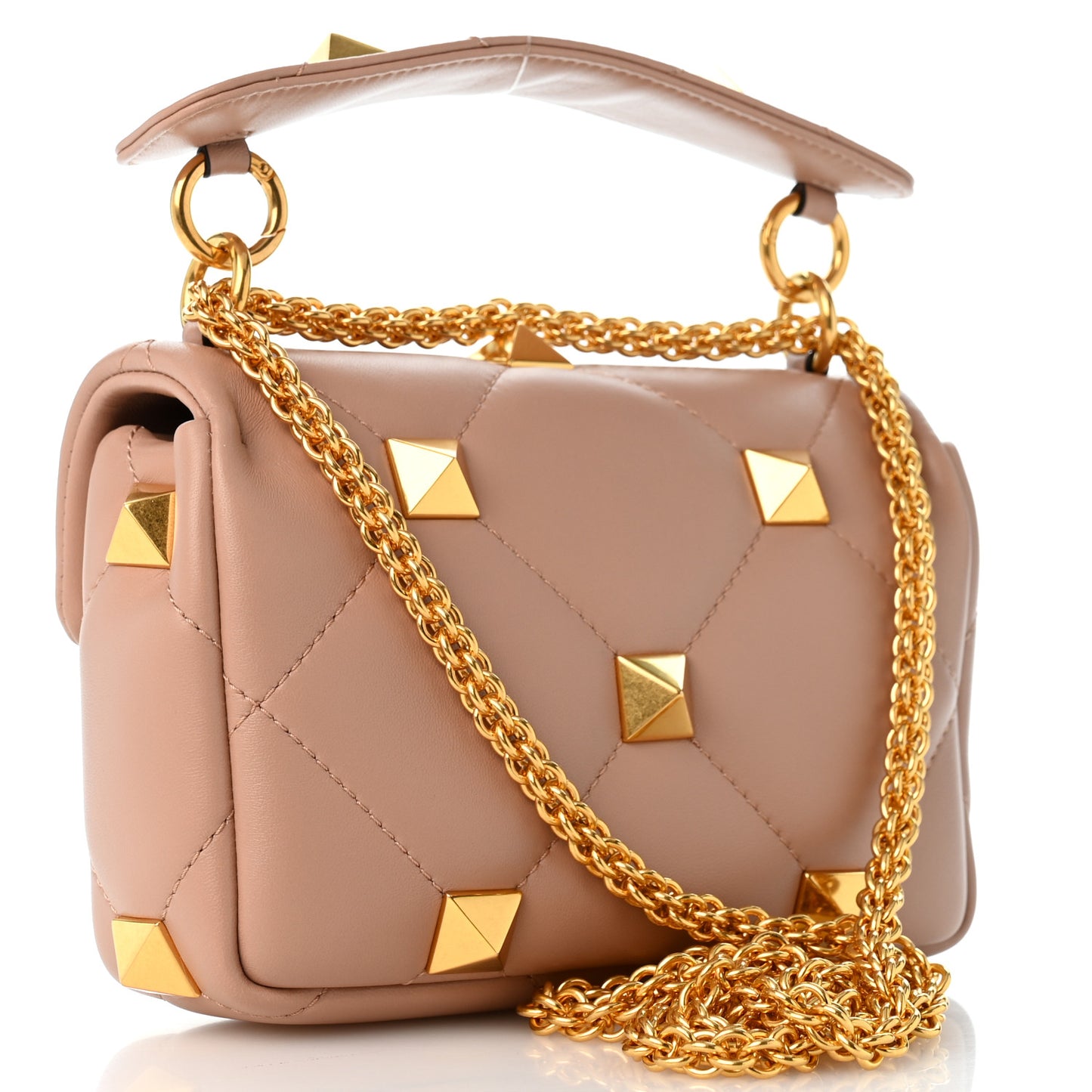 Nappa Small Roman Stud Shoulder Bag Rose Cannelle