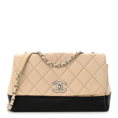 Chanel Calfskin Caviar Quilted Flap Beige Black 1 of 11