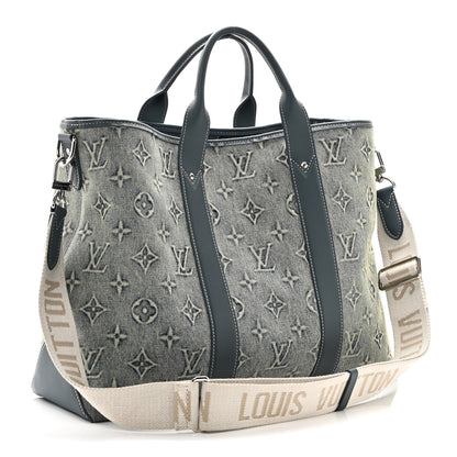 Louis Vuitton Monogram Washed Denim Weekend Tote NM Blue 3 of 9