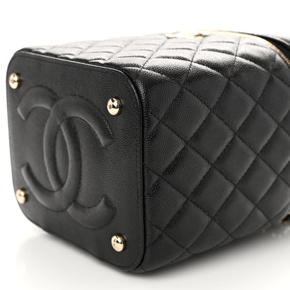 Chanel Caviar Quilted Small Top Handle Vanity Case With Chain Black 10 of 11