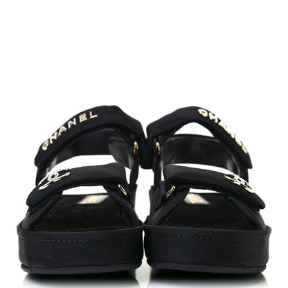 Chanel Grosgrain Crystal Logo Platform Sandals 39 Black 2 of 8