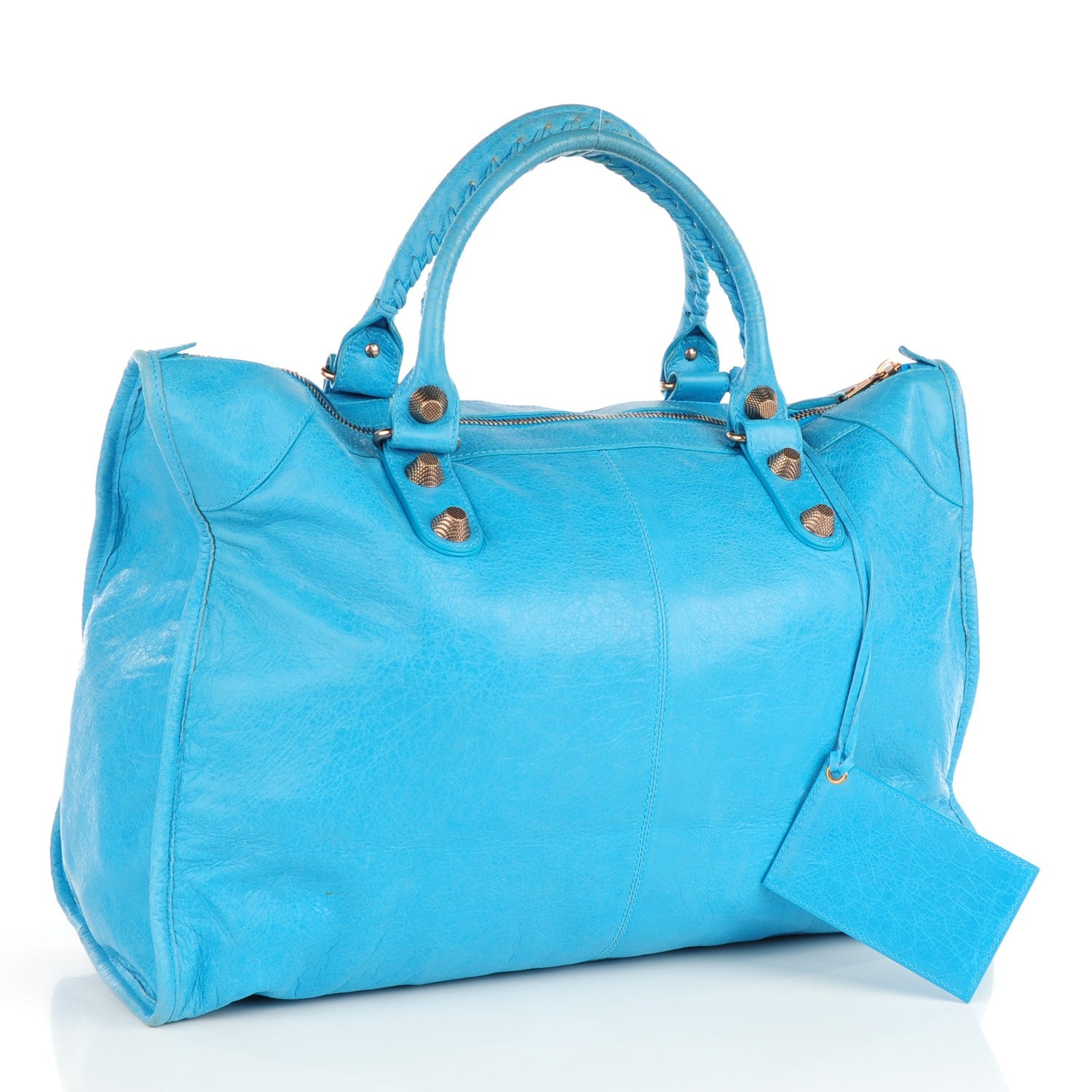 Balenciaga Agneau Giant 21 Rose Gold Hardware Weekender Bleu Paon 3 of 9