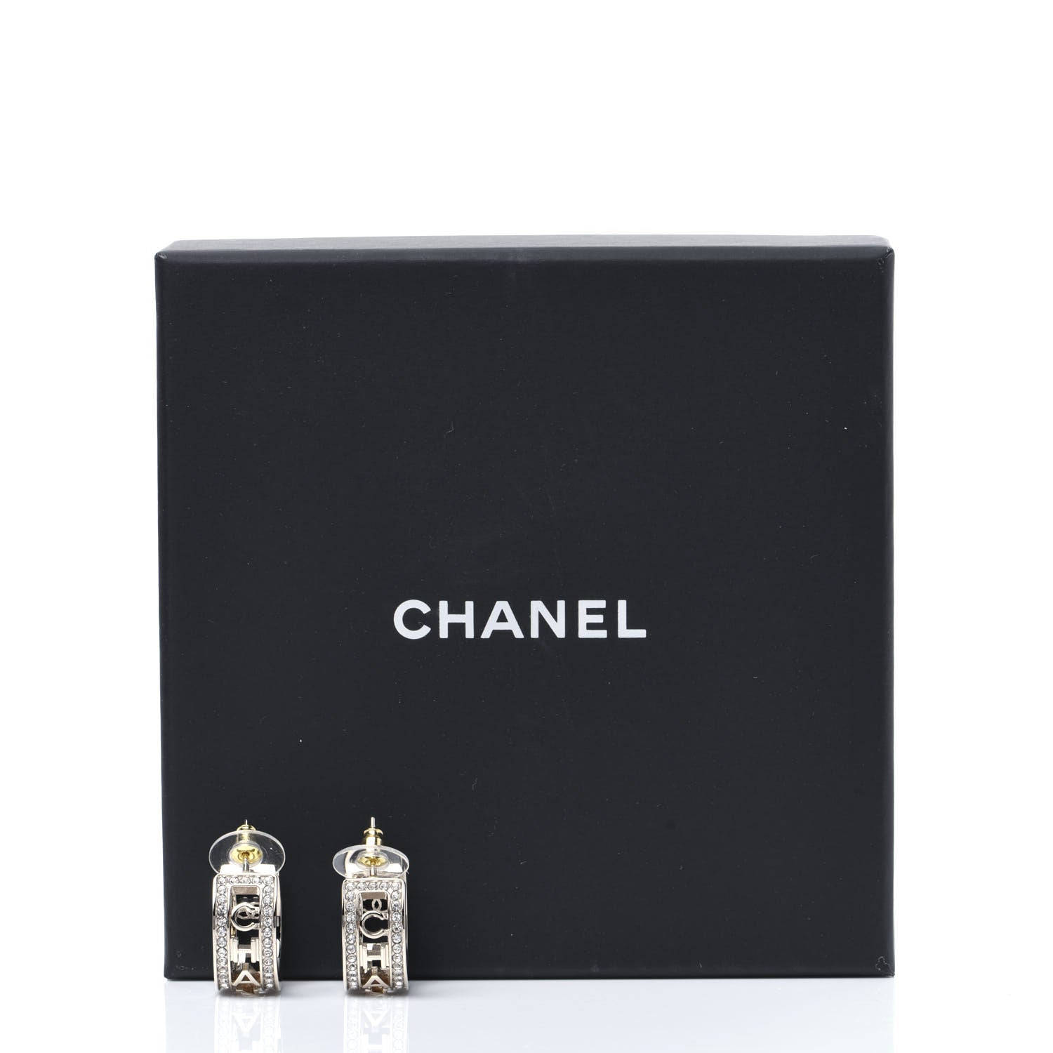 Chanel Metal Crystal Bow-tiful CC Hoop Earrings Gold 6 of 6