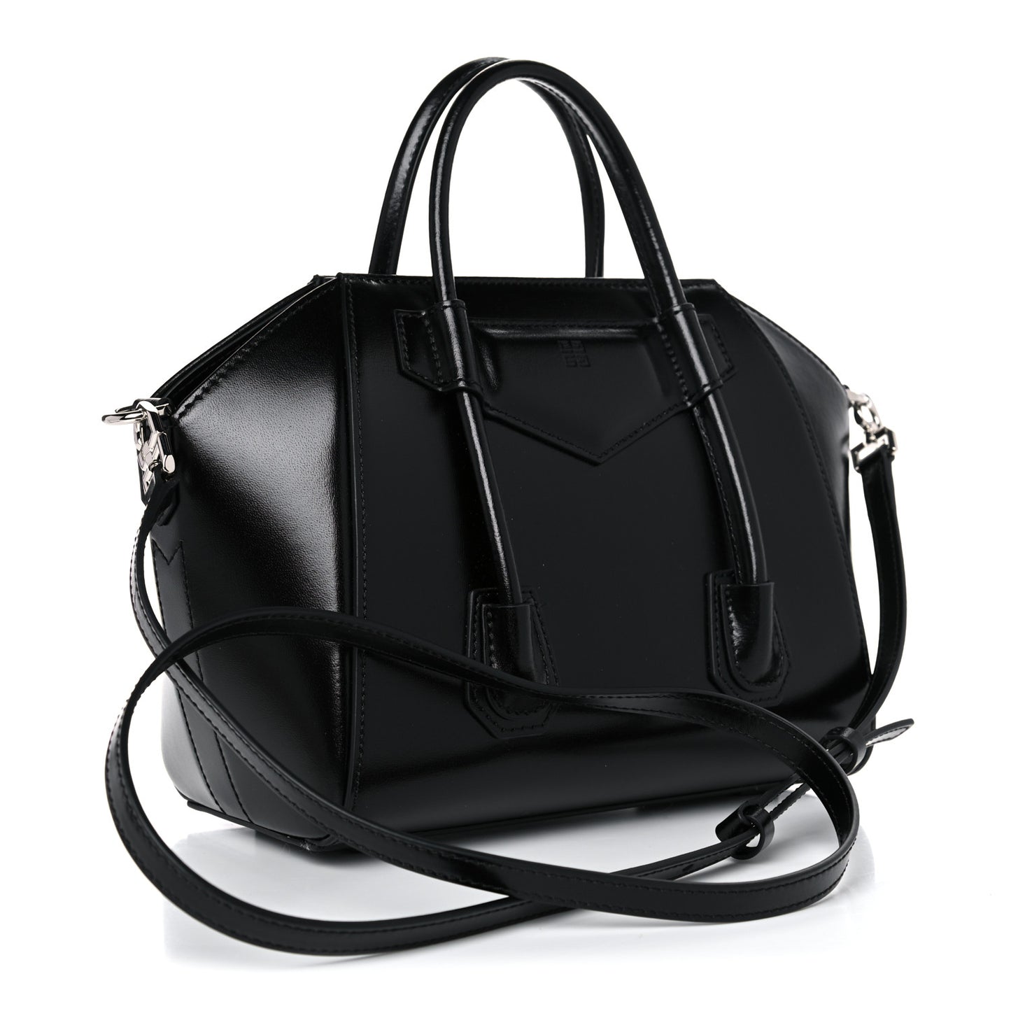Box Calfskin Mini Lock Antigona Shoulder Bag Black