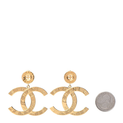 Chanel Metal Large Paris Button Earrings Gold 2 of 5