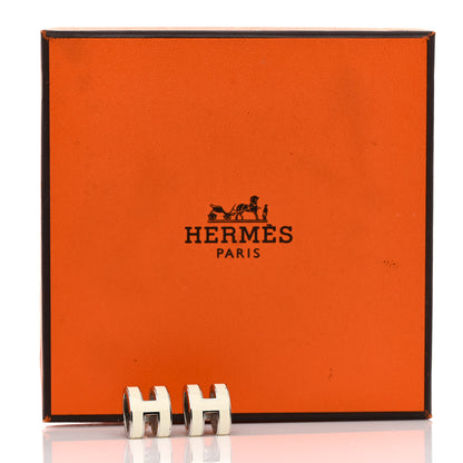 Hermes Palladium Lacquered Pop H Earrings White 5 of 5
