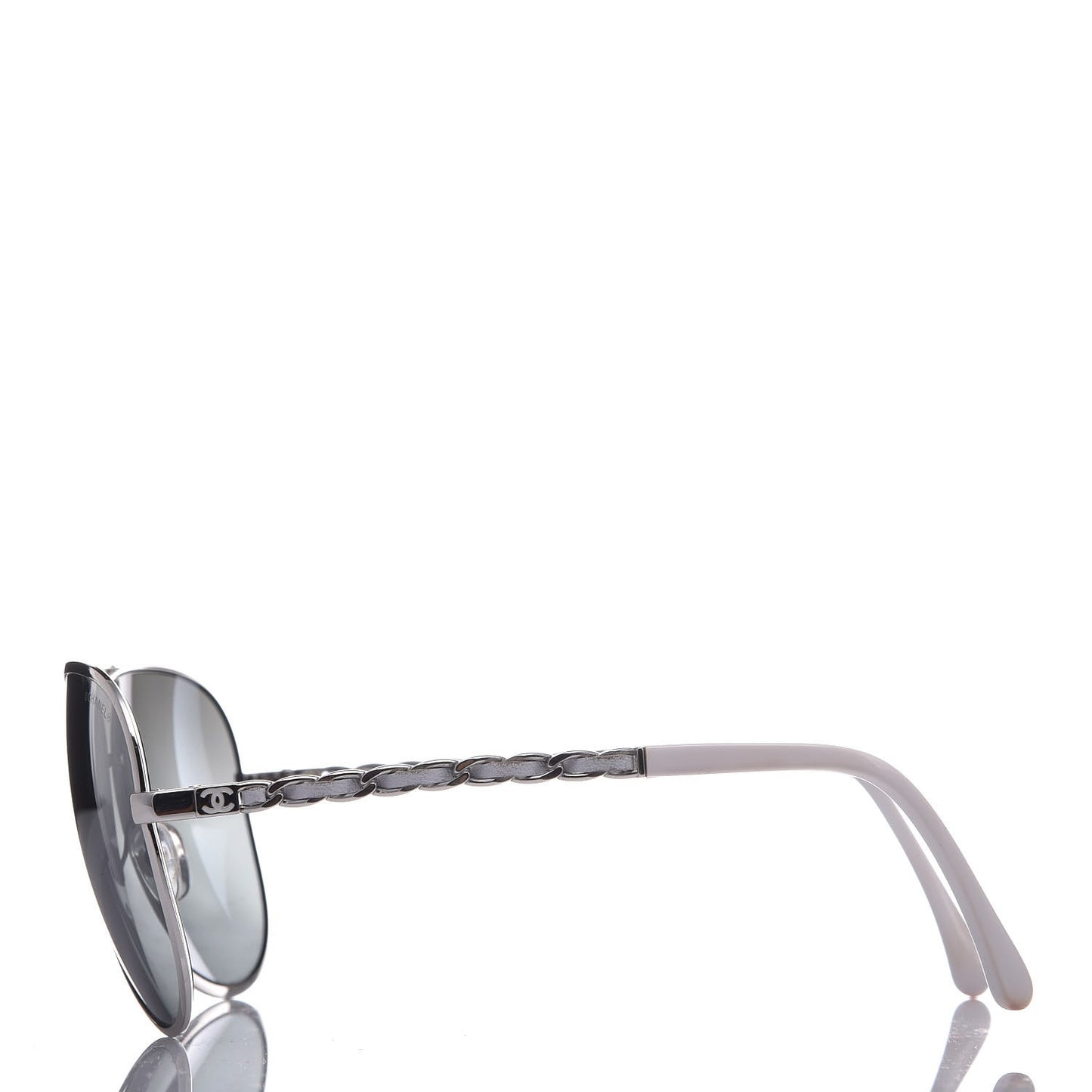 Lambskin Aviator Chain Sunglasses 4194-Q Silver