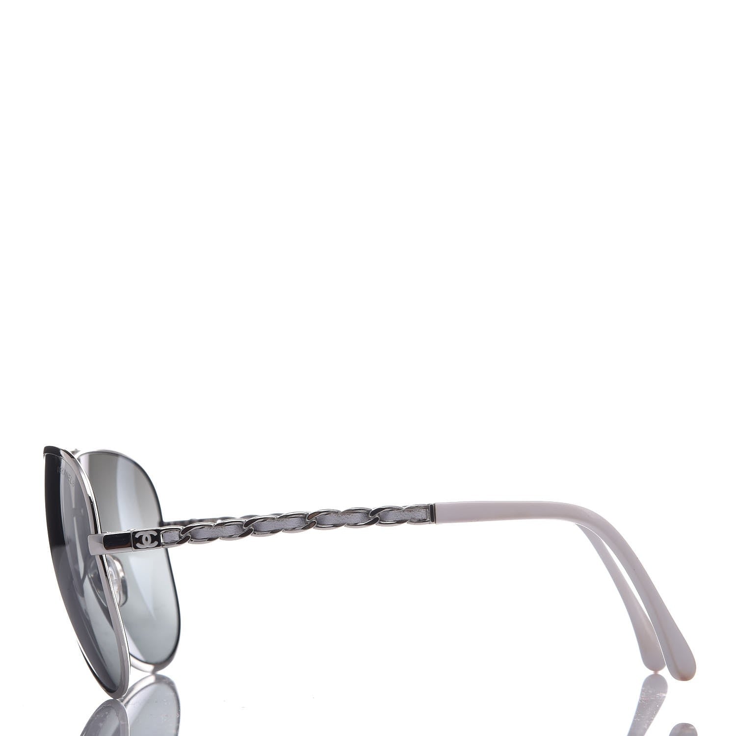 Chanel Lambskin Aviator Chain Sunglasses 4194-Q Silver 3 of 8
