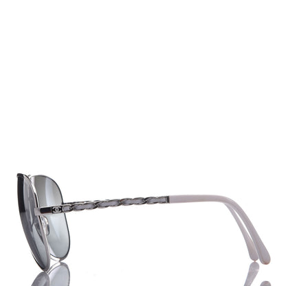 Chanel Lambskin Aviator Chain Sunglasses 4194-Q Silver 3 of 8