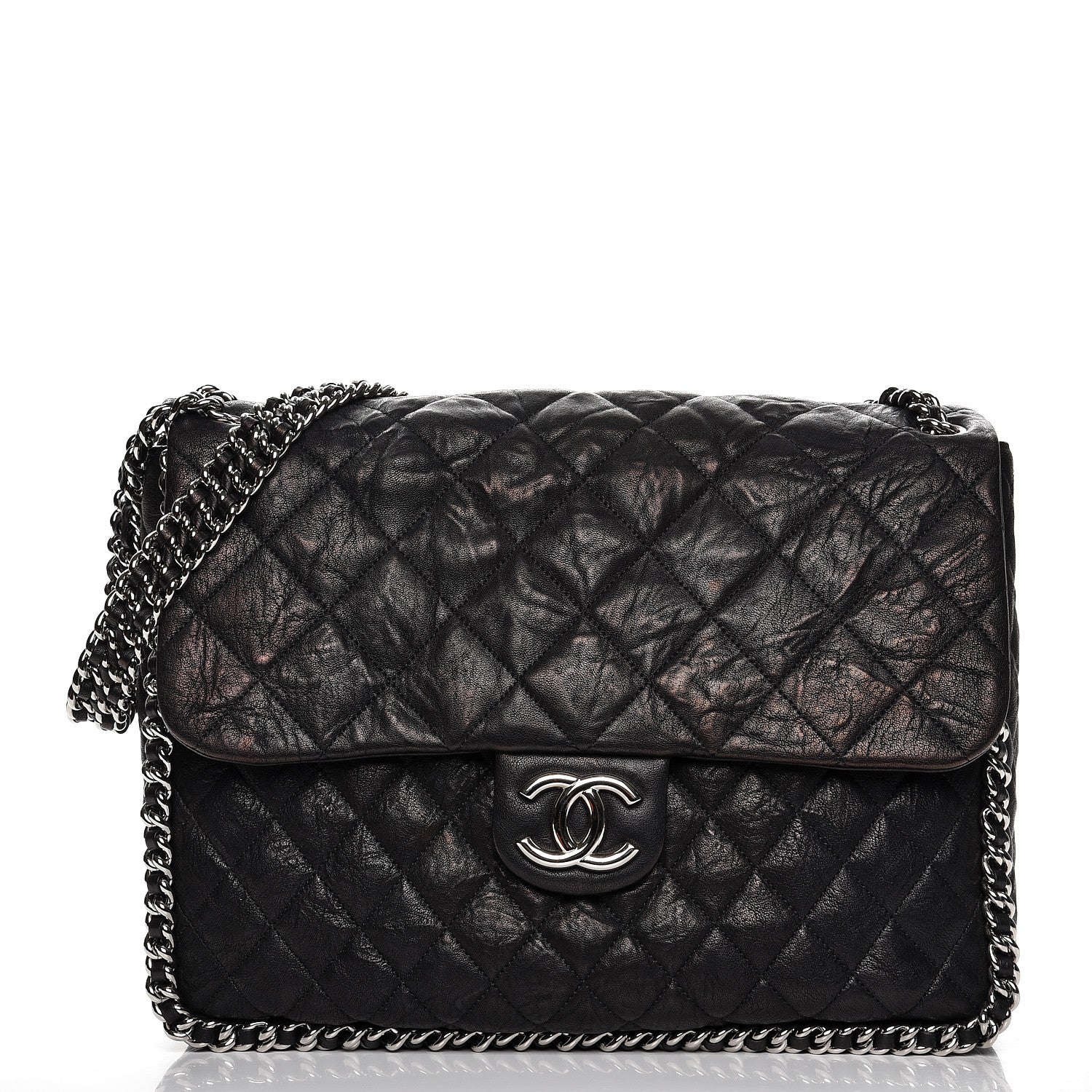 Chanel Washed Lambskin Quilted Maxi Chain Around Flap Black 9 of 9