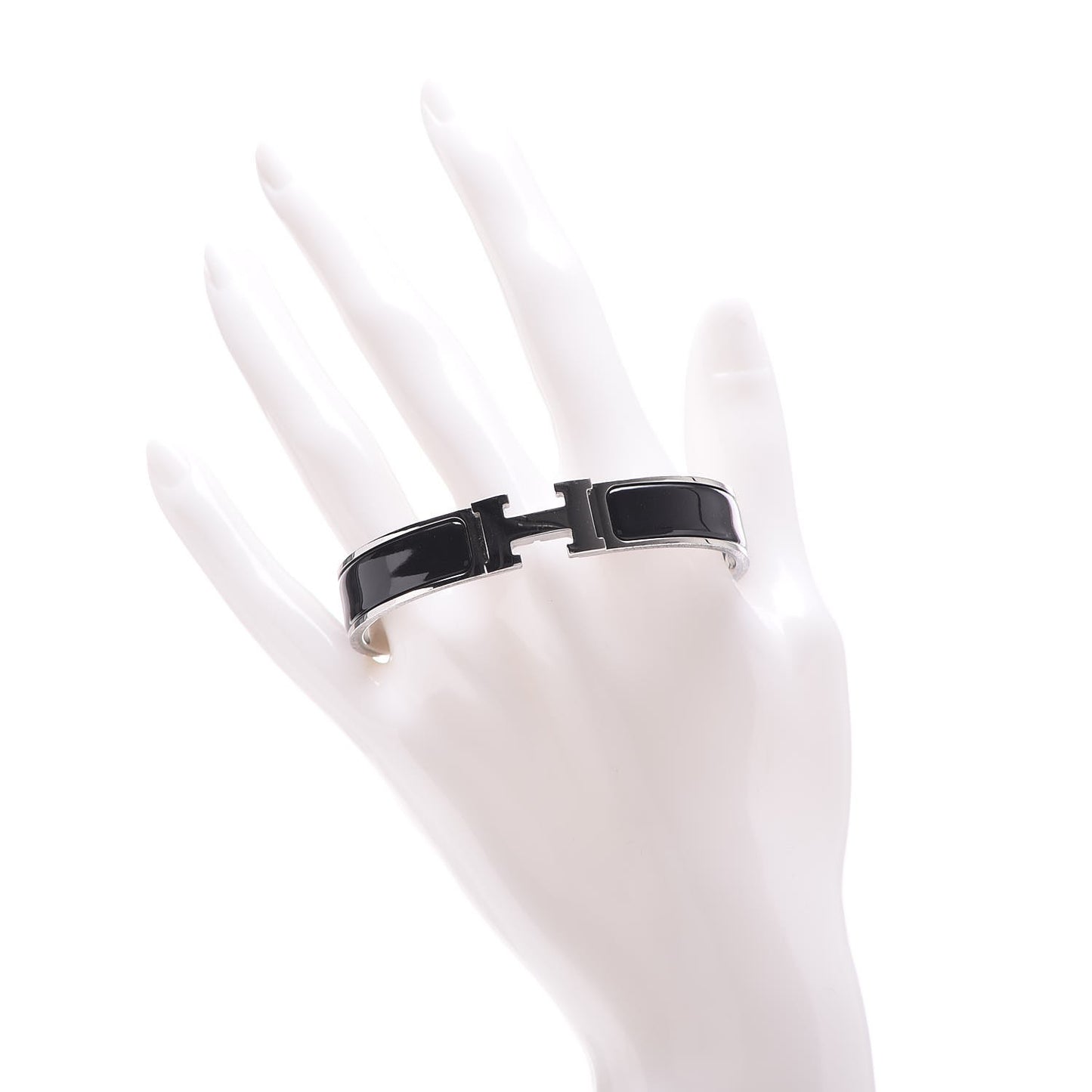 Enamel Narrow Clic Clac H Bracelet PM Black