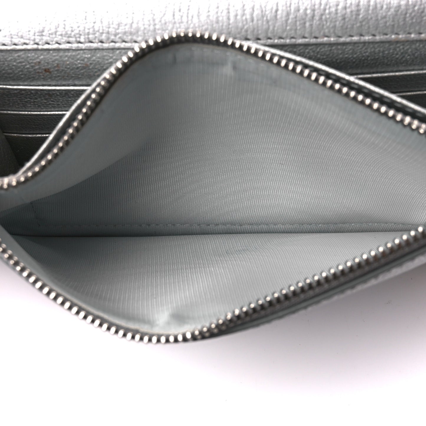 Metallic Sugar Goatskin Pandora Chain Wallet Silver
