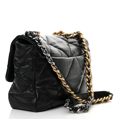 Chanel Shiny Goatskin Quilted Large Chanel 19 Flap Black 3 of 16