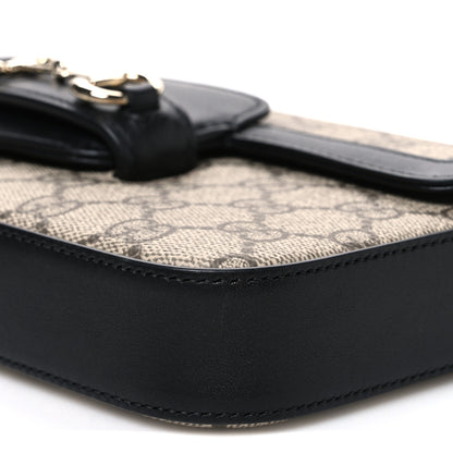 Gucci GG Supreme Monogram Azalea Calfskin Horsebit 1955 Mini Bag Beige Black 11 of 11