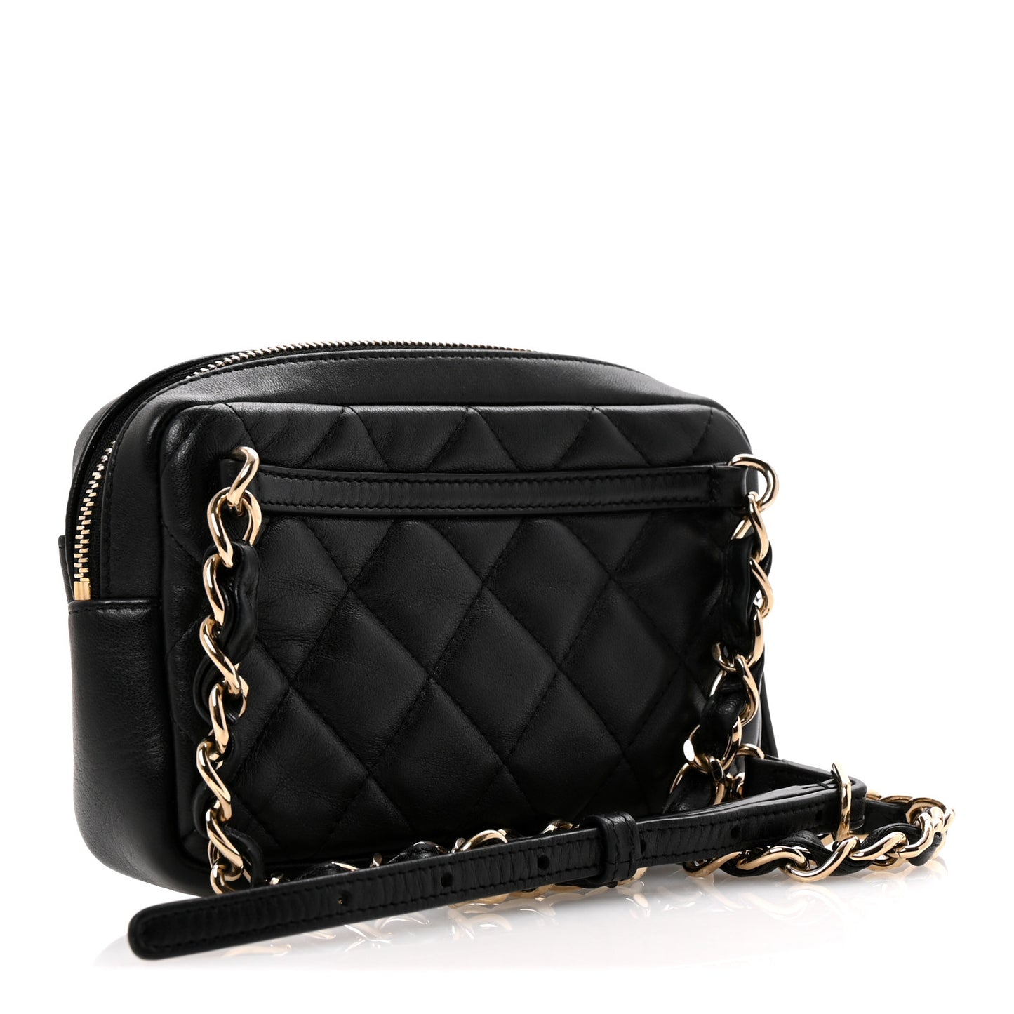 Lambskin Quilted Waist Bag With Pouch Black