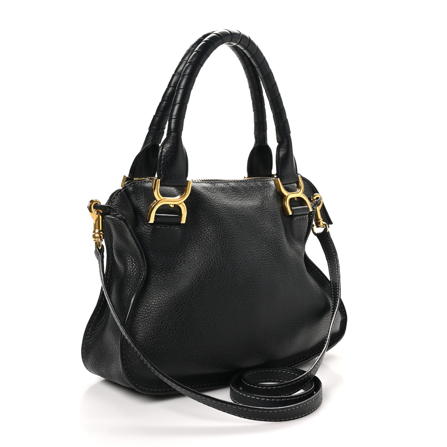 Calfskin Small Marcie Satchel Black Black