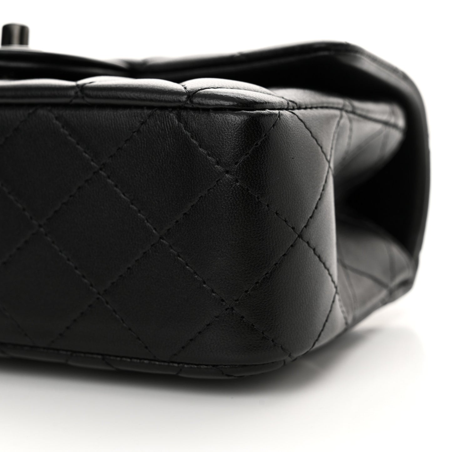 Lambskin Quilted Mini Top Handle Rectangular Flap So Black