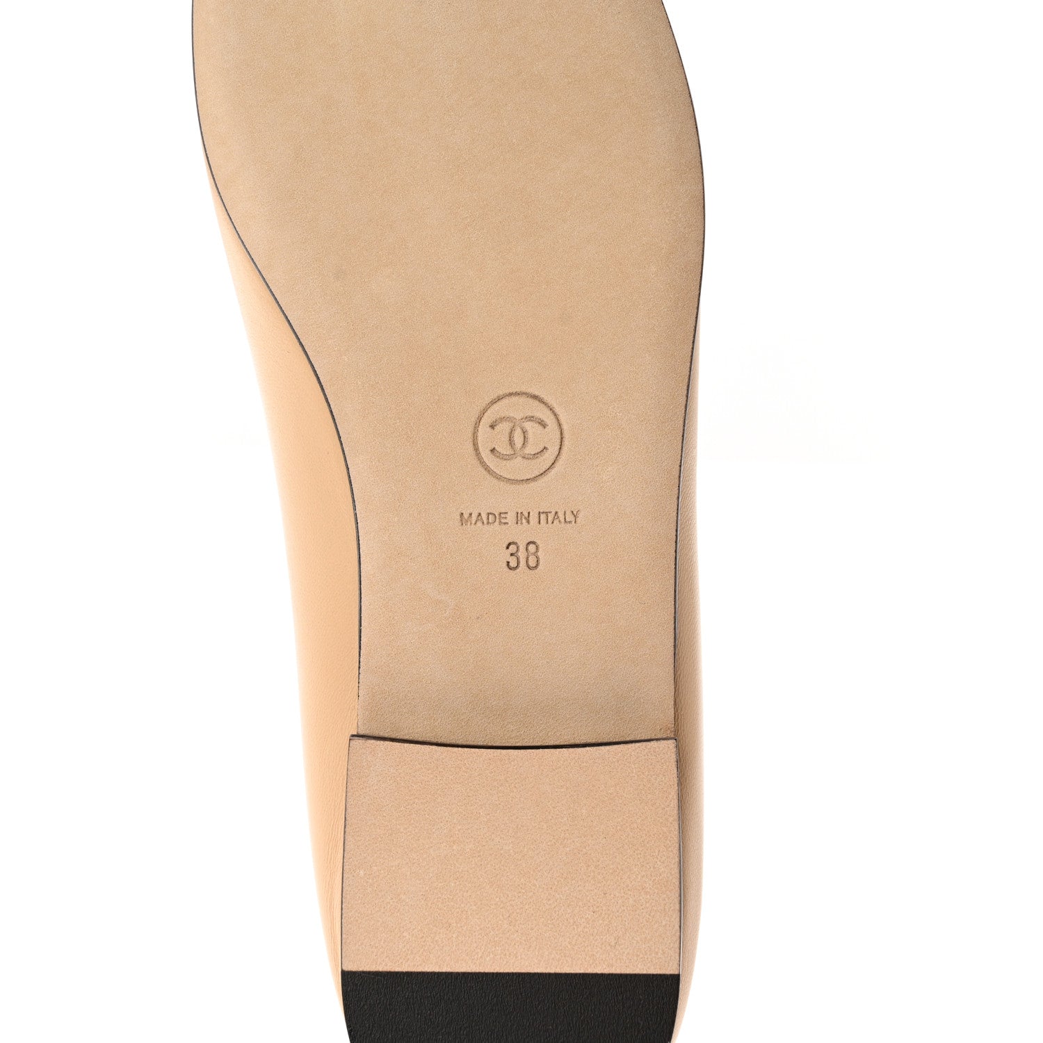 Chanel Lambskin Cap Toe CC Ballerina Flats 38 Beige Black 6 of 10