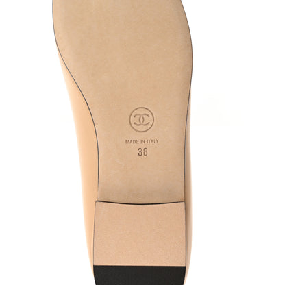 Chanel Lambskin Cap Toe CC Ballerina Flats 38 Beige Black 6 of 10