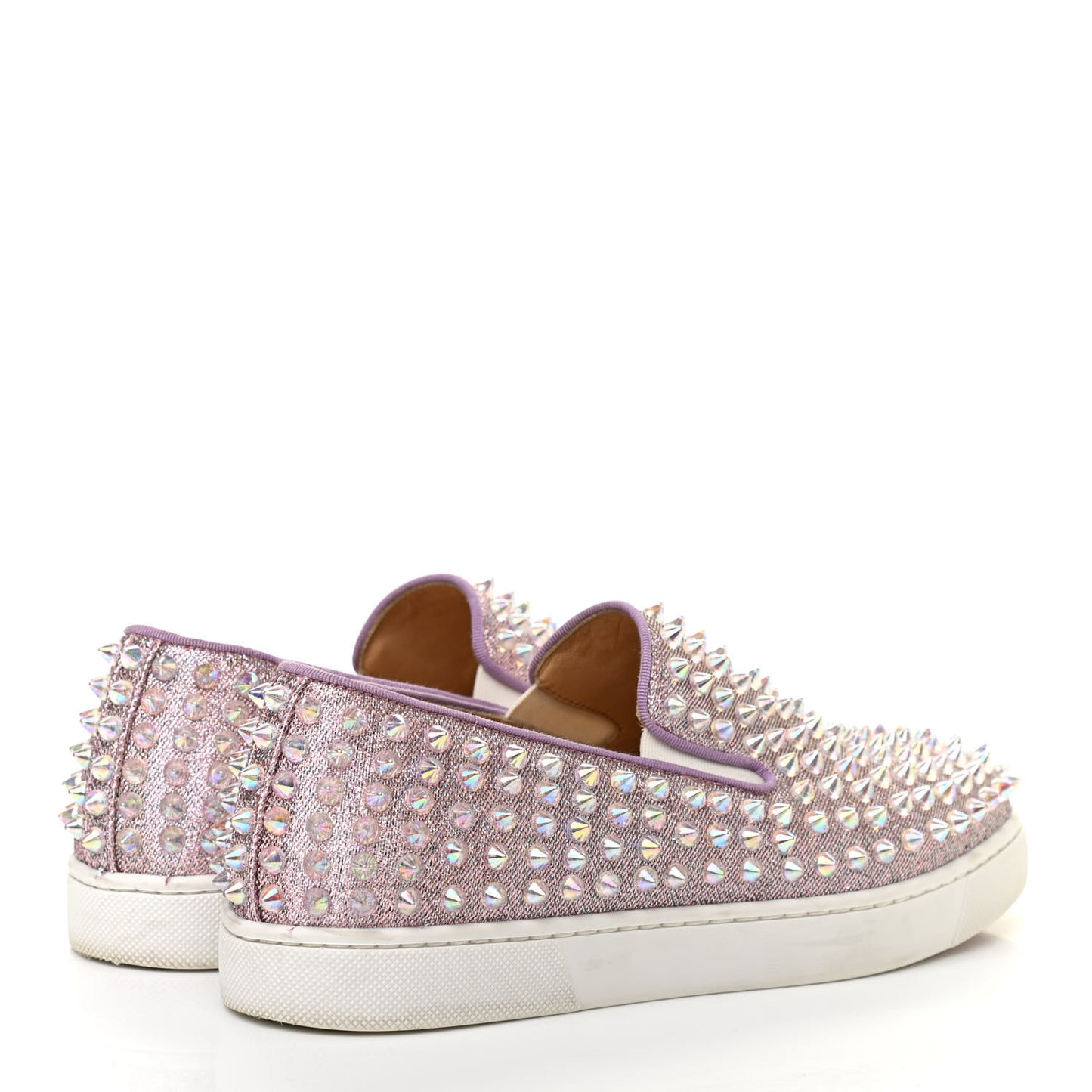 Glitter Spikes Womens Roller Boat Flat 37.5 Pink