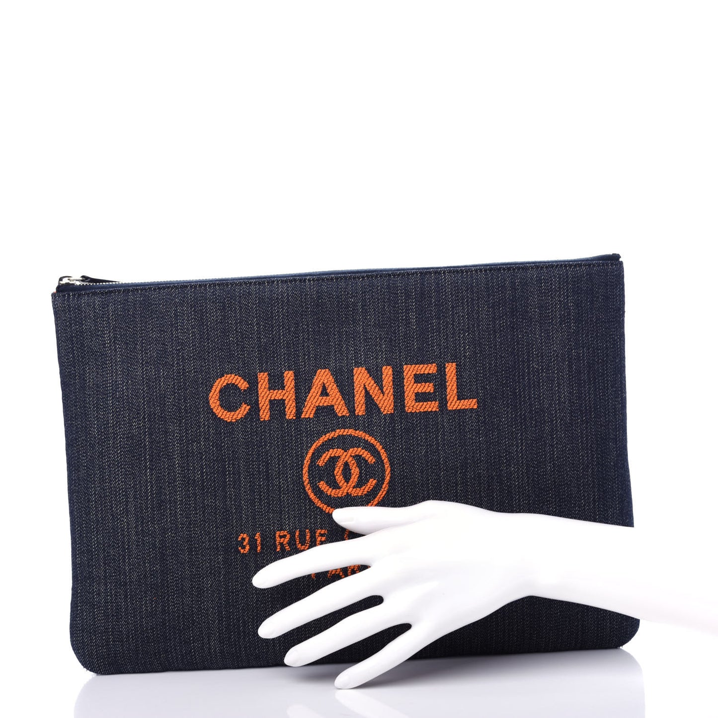 Denim Medium Deauville Pouch Blue Orange