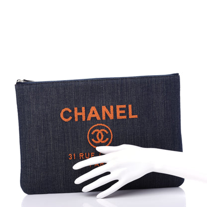 Chanel Denim Medium Deauville Pouch Blue Orange 2 of 7