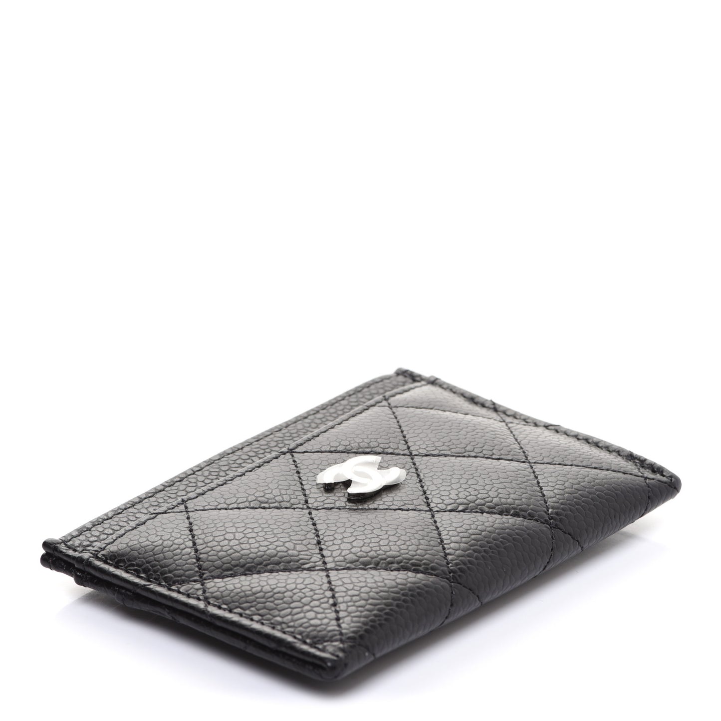 Caviar Quilted Card Holder Black