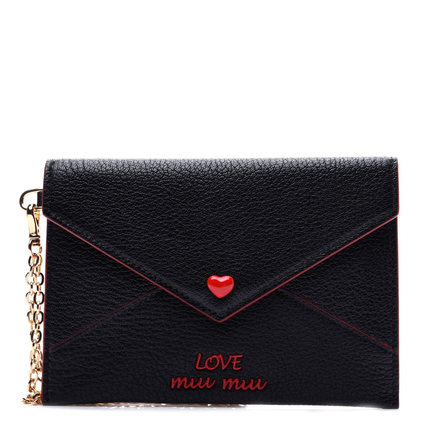 Goatskin Madras Love Wristlet Pouch Black