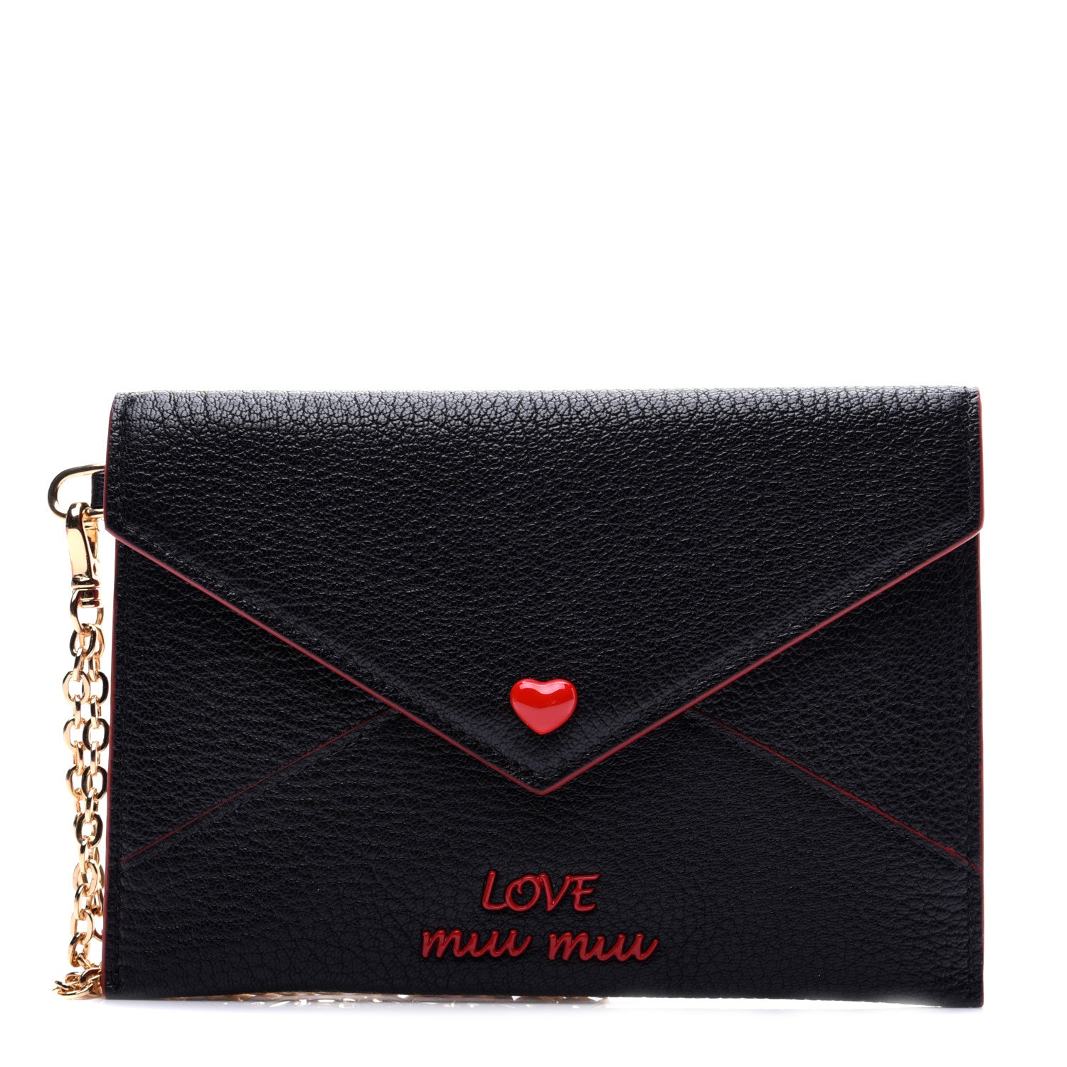 Miu Miu Goatskin Madras Love Wristlet Pouch Black 1 of 11