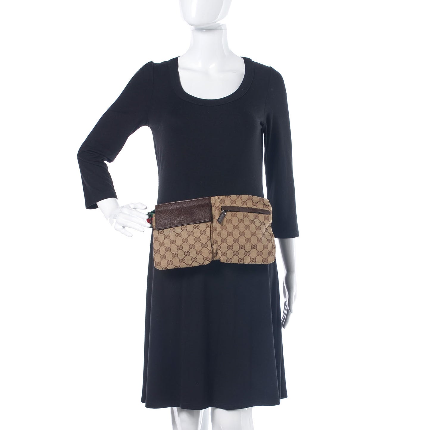 Monogram Web Belt Bag Dark Brown