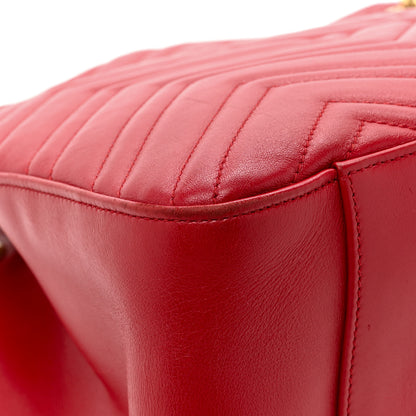 Gucci Calfskin Matelasse Medium GG Marmont Shoulder Tote Bag Hibiscus Red 16 of 17