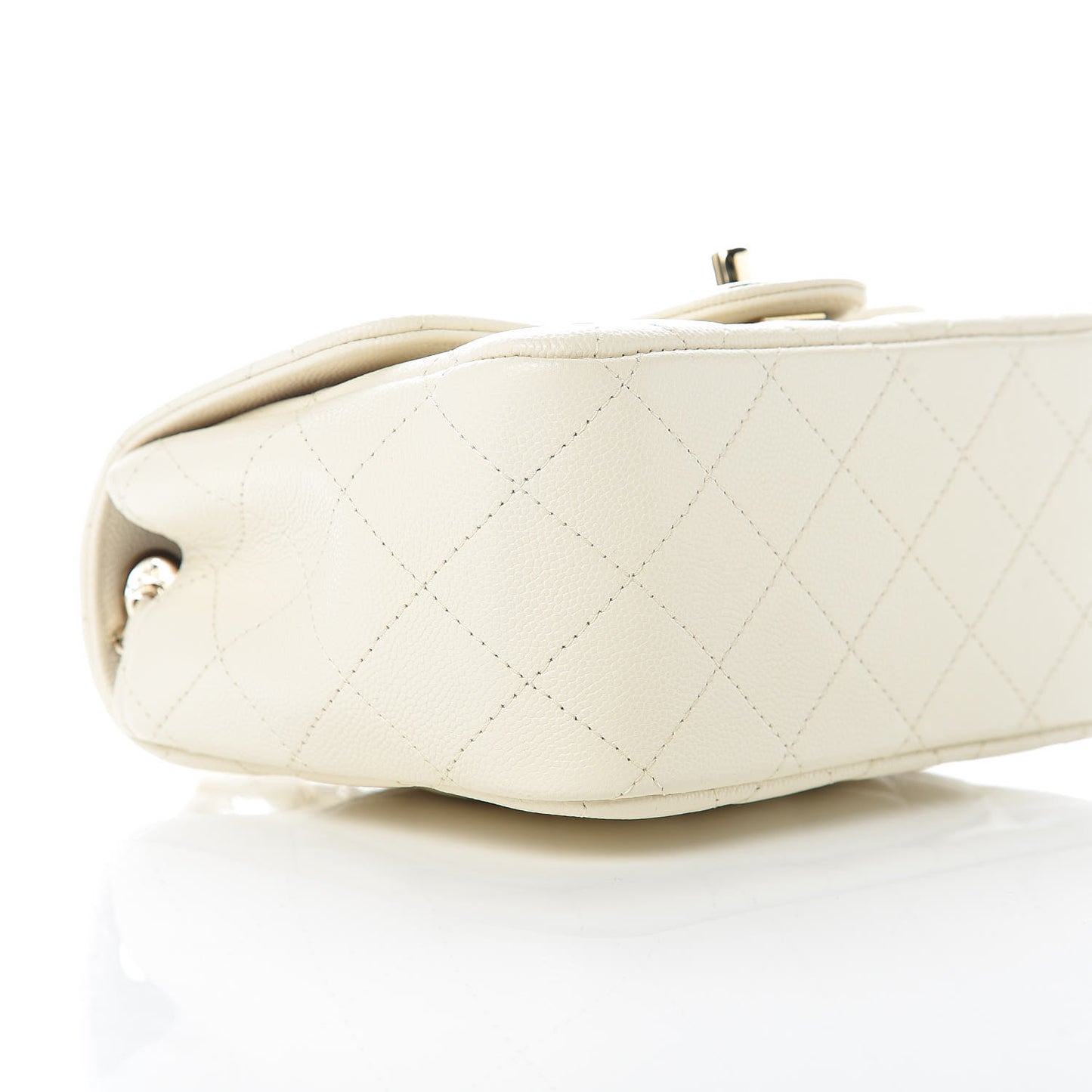Caviar Quilted Mini Square Flap White