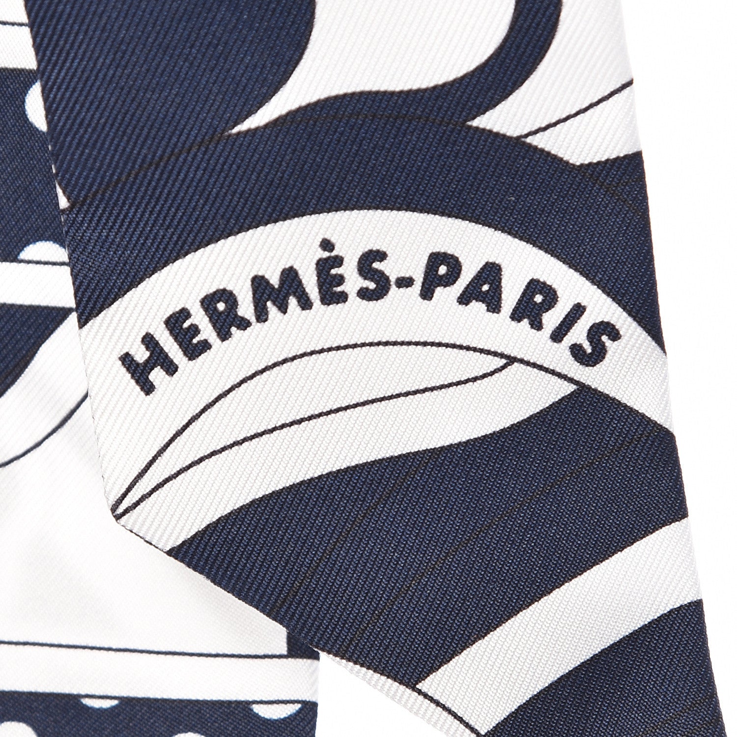 Hermes Silk Faubourg Rainbow Twilly Marine Blanc 4 of 4