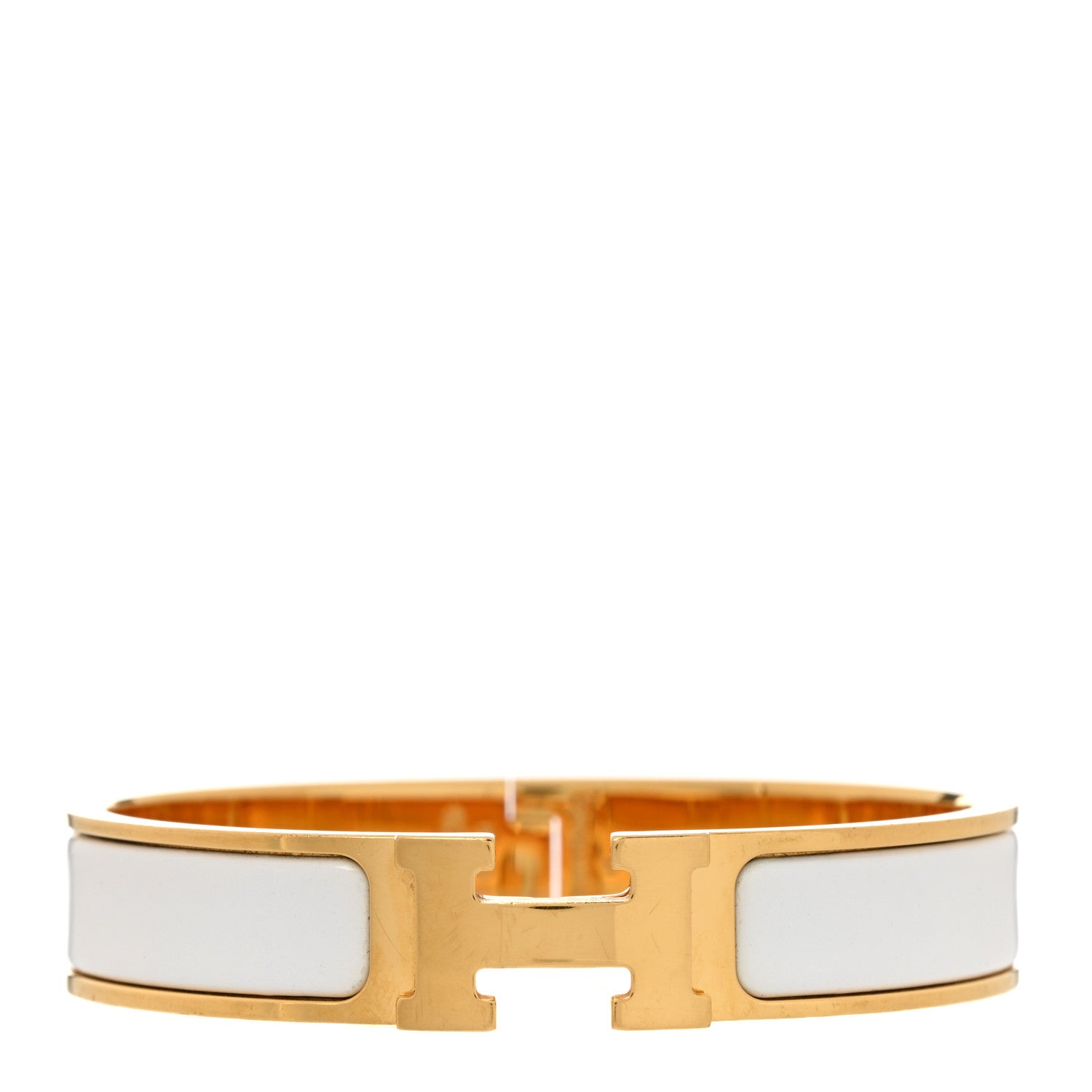 Hermes Enamel Narrow Clic Clac H Bracelet PM White 1 of 5