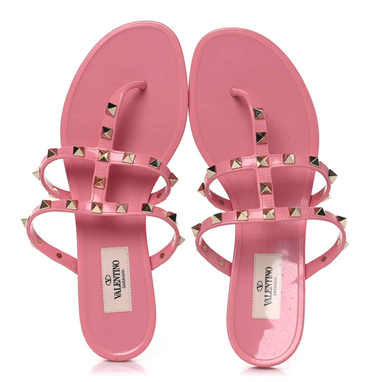 PVC Jelly Rockstud Caged Flat Thong Sandals 37 Dawn Pink