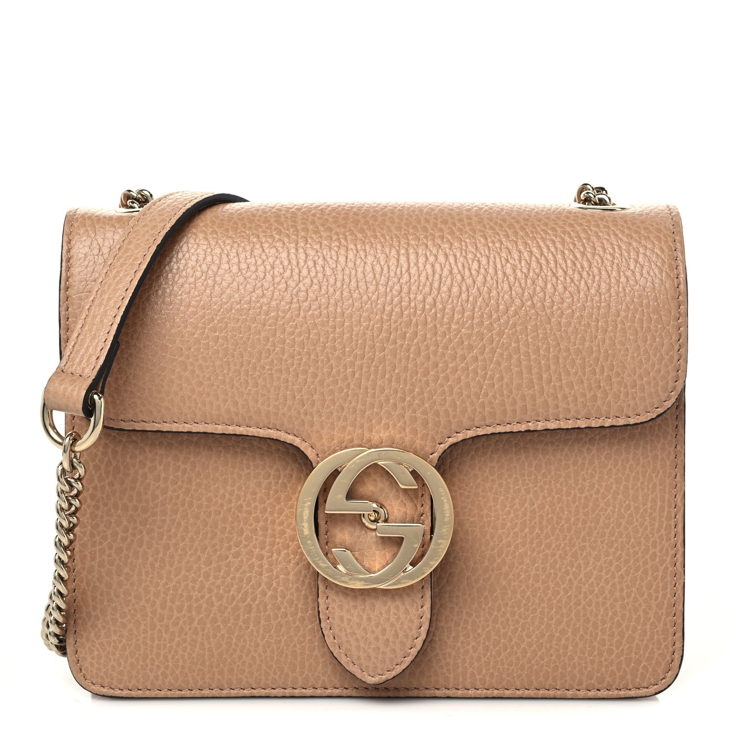 Gucci Dollar Calfskin Small Interlocking G Shoulder Bag Camelia 1 of 11