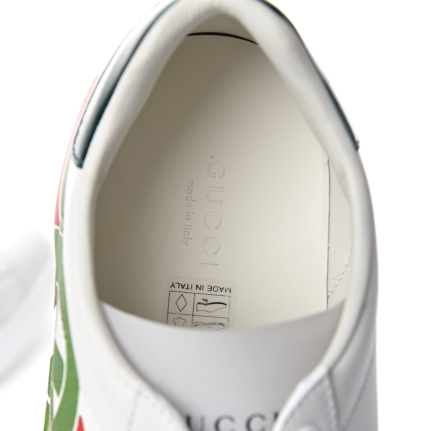 Gucci Calfskin Interlocking G Womens New Ace Sneakers 40 White Red Flame Green 5 of 9