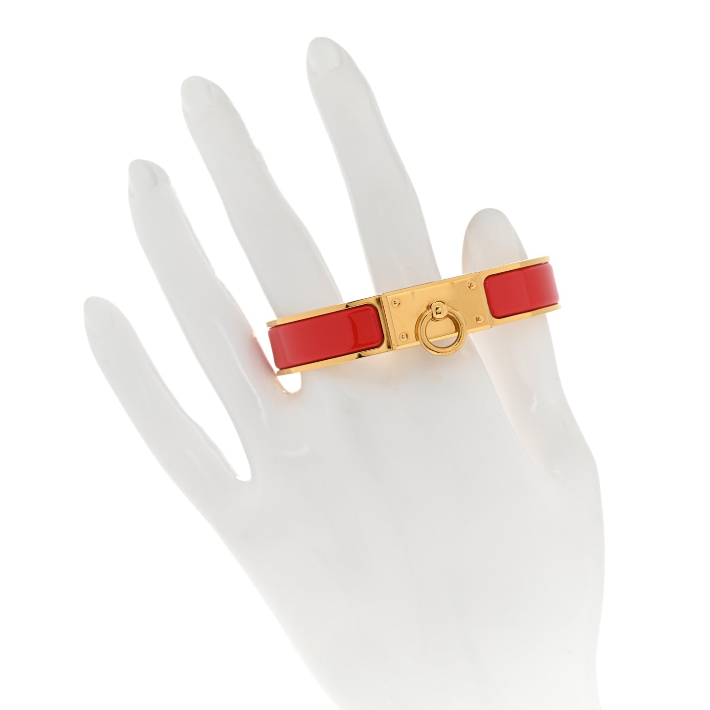 Enamel Anneau Bracelet PM Rouge Corail