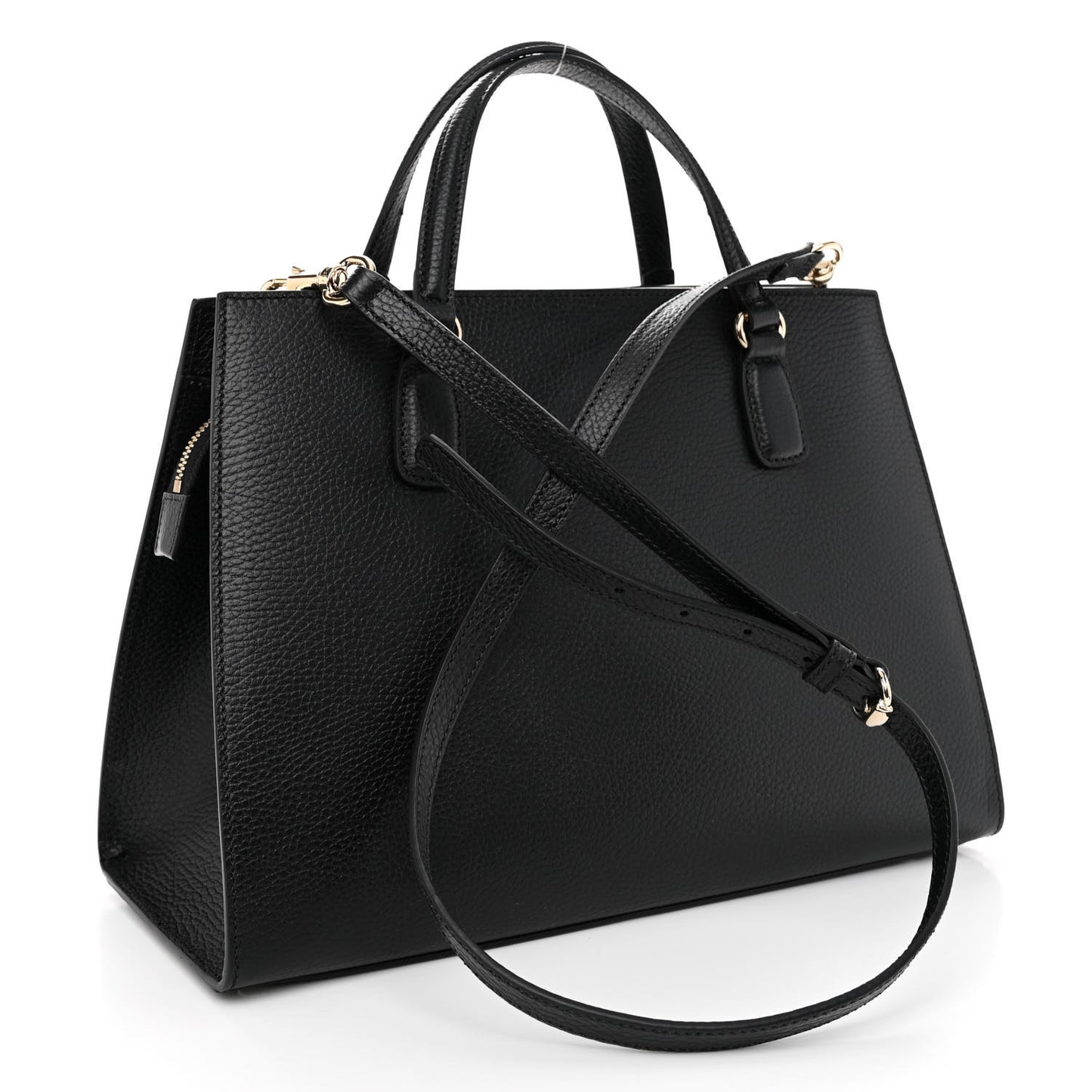 Dollar Calfskin Large Soho Top Handle Satchel Black
