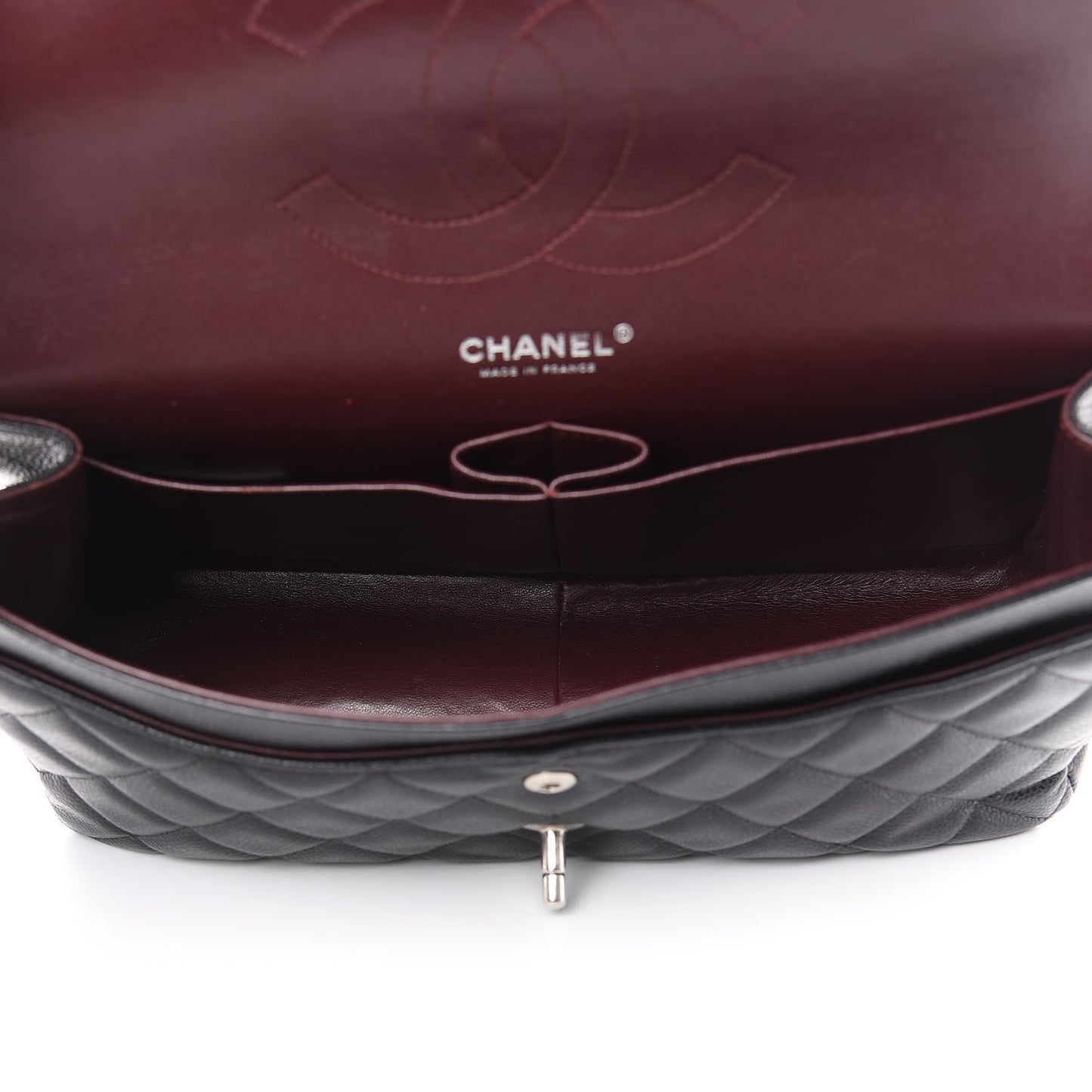 Caviar Quilted Jumbo Double Flap Black