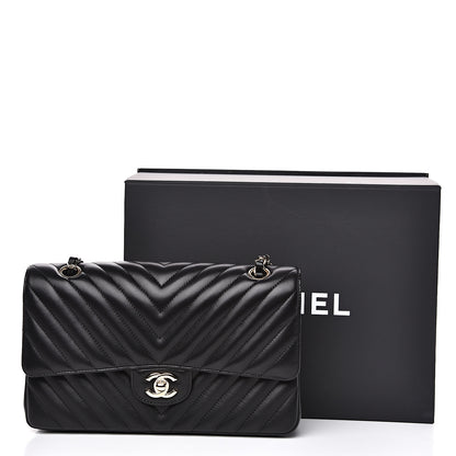 Chanel Lambskin Chevron Quilted Medium Double Flap Black 13 of 13