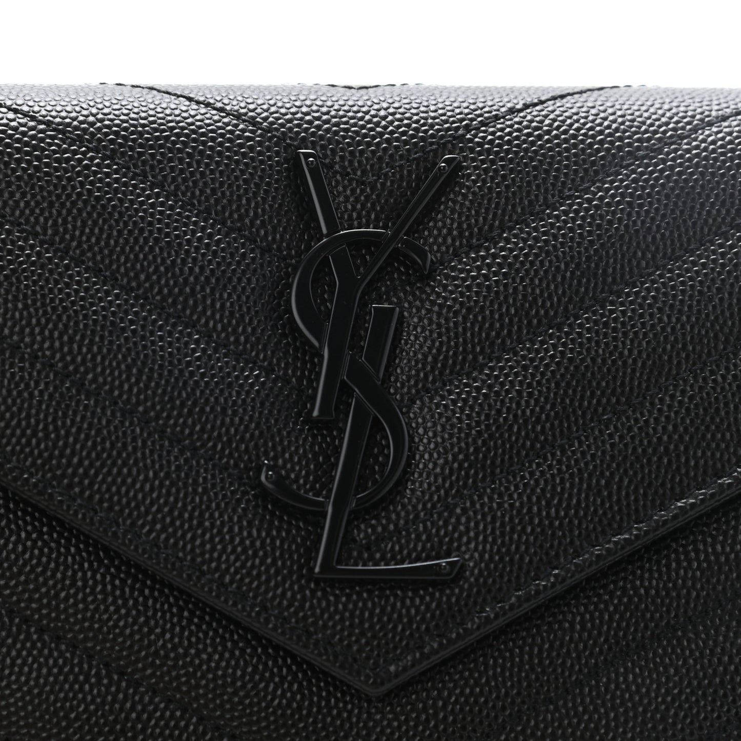 Grain De Poudre Matelasse Chevron Monogram Flap Wallet Black