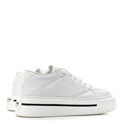 Prada Re-Nylon Spazzolato Rubber Triangle Logo Macro Quilted Mens 35mm Platform Sneakers 39 White 5 of 14