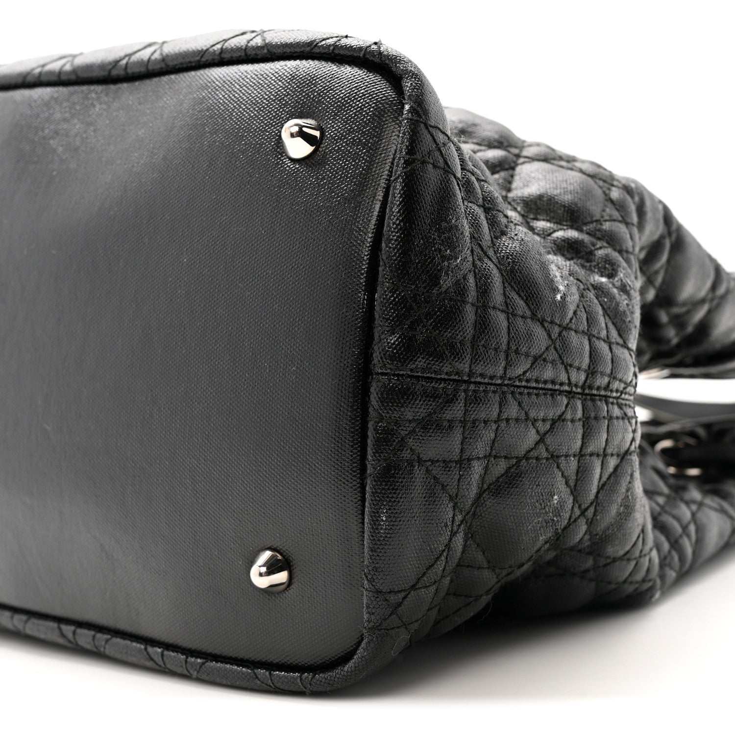 Christian Dior Coated Canvas Cannage Medium Panarea Tote Black 10 of 16