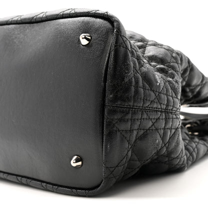 Christian Dior Coated Canvas Cannage Medium Panarea Tote Black 10 of 16